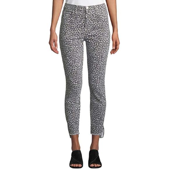 Current Elliott The Super High Waist Stiletto Snow Leopard Slit Step Hem Jeans - Picture 11 of 11